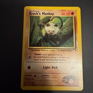 Pokemon Brock's Mankey Yellow Card